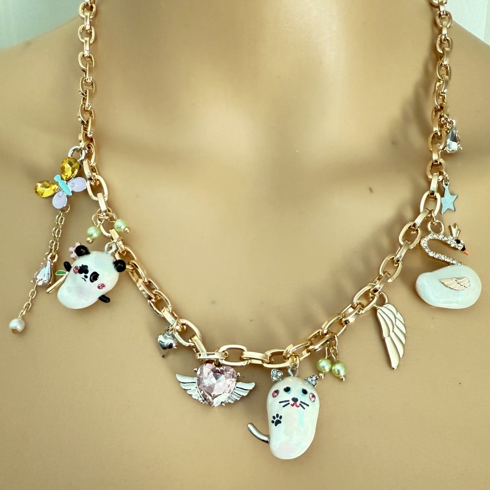 New Betsey Johnson faux stone critters bib necklace - Picture 7 of 9